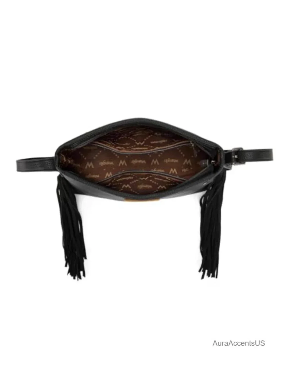 Faux Leather Hobo Crossbody Bag with Fringe Tassels and Beaded Details